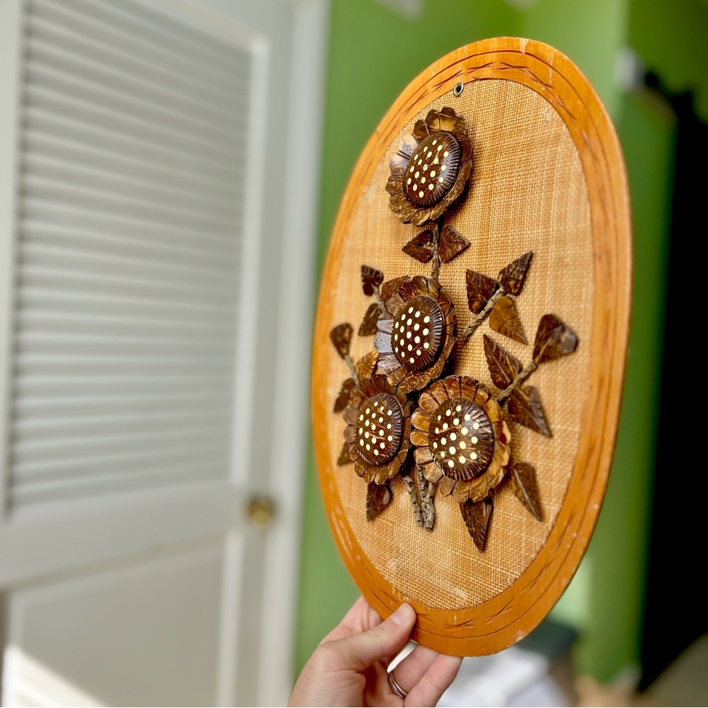 Vintage Rustic Retro Wood Sunflower Flower Spring Summer Cottagecore Wall Art - Picture 3 of 8
